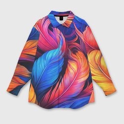Экзотические перья – Женская рубашка oversize 3D с принтом купить