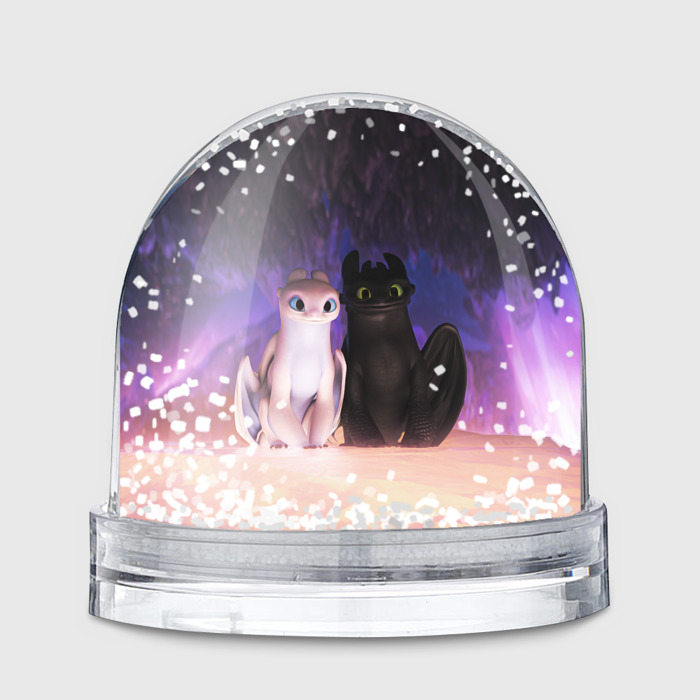 Игрушка Снежный шар с принтом Ночная и Дневная фурии, вид спереди №1