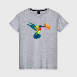 Колибри у ветки – Женская футболка хлопок с принтом купить со скидкой в -20%
