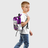 Рюкзак с принтом Blackpink flowers для ребенка, вид сзади №1. Цвет основы: белый