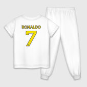 Пижама с принтом Криштиану Роналду 7 Аль Наср для ребенка, вид сзади №1. Цвет основы: белый