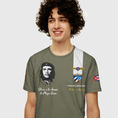 Футболка с принтом ВВС Кубы: Че Гевара для мужчины, вид на модели спереди №4. Цвет основы: белый