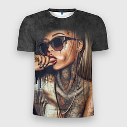 Девушка с татуировками – Мужская футболка 3D Slim с принтом купить со скидкой в -9%