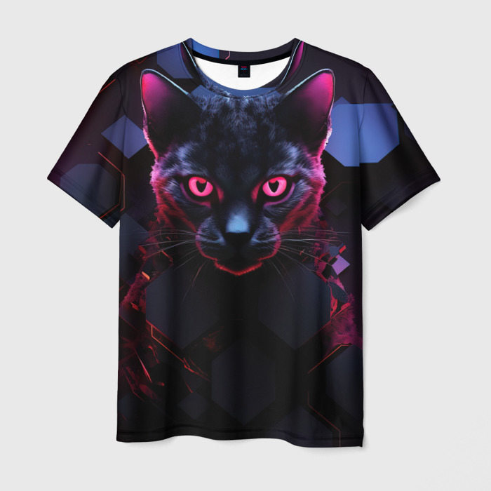 Мужская футболка с принтом Panther cyberpunk, вид спереди №1