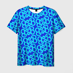 Логотип Барби - синий паттерн – Мужская футболка 3D с принтом купить со скидкой в -26%
