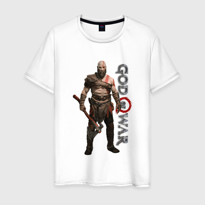 Мужская футболка из хлопка с принтом Кратос, Бог войны God of war, вид спереди №1