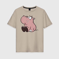 Бегемотик детский коричневый – Женская футболка хлопок Oversize с принтом купить со скидкой в -16%