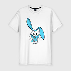 Заяц пучеглазый голубенький – Мужская футболка хлопок Slim с принтом купить