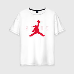 Санта в прыжке – Женская футболка хлопок Oversize с принтом купить со скидкой в -16%