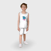 Пижама с принтом Mr Beast Gaming для ребенка, вид на модели спереди №2. Цвет основы: белый