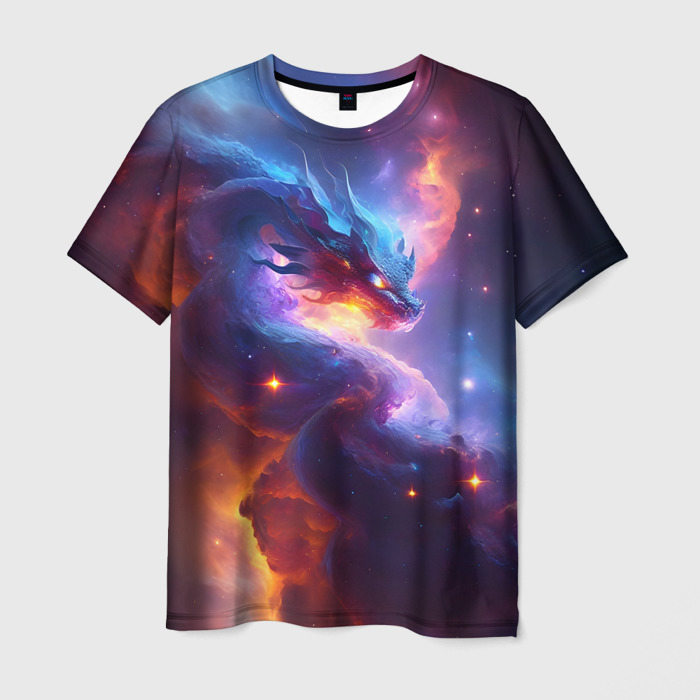 Мужская футболка с принтом Туманность дракона, вид спереди №1