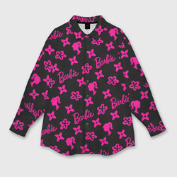 Барби паттерн черно-розовый – Мужская рубашка oversize 3D с принтом купить