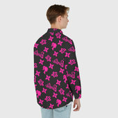 Рубашка с принтом Барби паттерн черно-розовый для любого человека, вид сзади №2. Цвет основы: белый