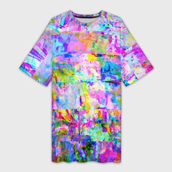 Яркий неоновый абстрактный Glitch – Платье-футболка 3D с принтом купить
