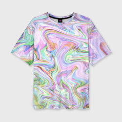 Абстрактные розовые волны – Женская футболка oversize 3D с принтом купить со скидкой в -50%