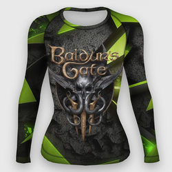 Baldurs Gate 3  logo green abstract – Женский рашгард 3D с принтом купить