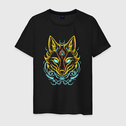 Neon line fox – Светящаяся мужская футболка с принтом купить со скидкой в -20%