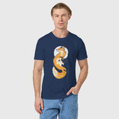 Светящаяся футболка с принтом Fox white moon для любого человека, вид спереди №2. Цвет основы: темно-синий