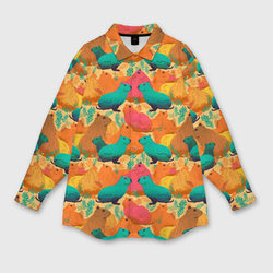 Яркие капибары – Женская рубашка oversize 3D с принтом купить