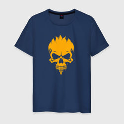 Orange skull silhouette – Светящаяся мужская футболка с принтом купить