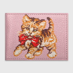 Милый котенок вышивка на розовом – Обложка для студенческого билета с принтом купить со скидкой в -20%