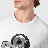 Футболка с принтом Camera man для мужчины, вид на модели спереди №4. Цвет основы: белый