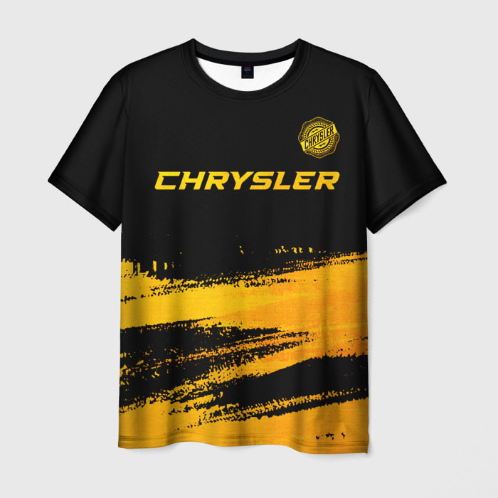 Мужская футболка с принтом Chrysler — gold gradient: символ сверху, вид спереди №1