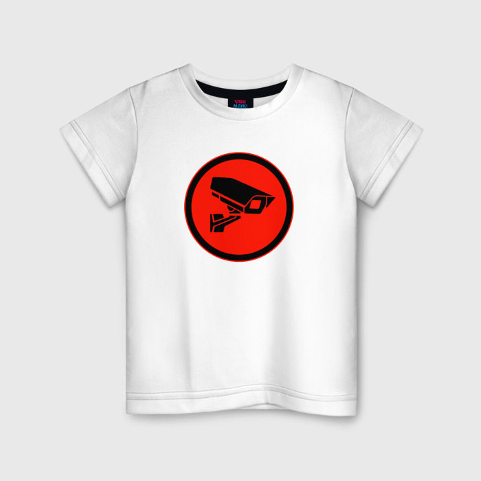 Детская футболка из хлопка с принтом Skibidi toilet Камера, вид спереди №1