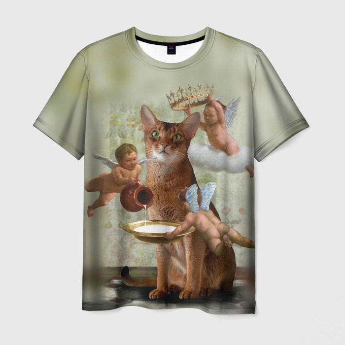 Мужская футболка с принтом Cats life, вид спереди №1