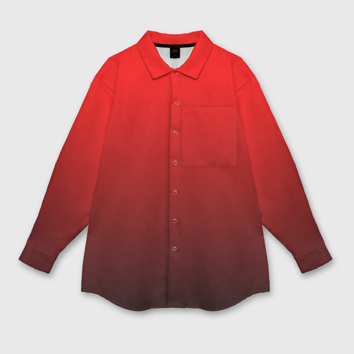 Мужская рубашка оверсайз с принтом Градиент красно-чёрный, вид спереди №1