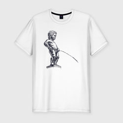 Писающий мальчик – Мужская футболка хлопок Slim с принтом купить