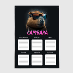 Капибара в очках - расписание уроков – Постер с принтом купить