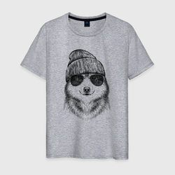 Волк на стиле – Мужская футболка хлопок с принтом купить со скидкой в -20%