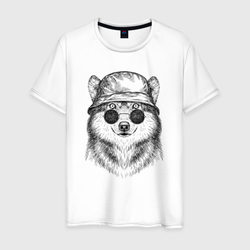 Волк в панаме – Мужская футболка хлопок с принтом купить со скидкой в -20%