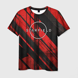 Starfield  logo red black background  – Мужская футболка 3D с принтом купить со скидкой в -26%