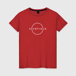 Starfield лого белый – Женская футболка хлопок с принтом купить со скидкой в -20%