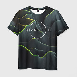 Starfield logo green texture – Мужская футболка 3D с принтом купить со скидкой в -26%