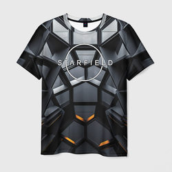 Логотип Старфильд на фоне абстрактной конструкции – Мужская футболка 3D с принтом купить со скидкой в -26%