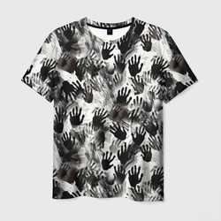 Черно-белые руки с ладонями – Мужская футболка 3D с принтом купить со скидкой в -26%