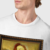 Футболка с принтом Джессика Рэббит Мона Лиза для мужчины, вид на модели спереди №4. Цвет основы: белый