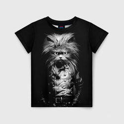 Кот черный хипстер – Детская футболка 3D с принтом купить со скидкой в -33%