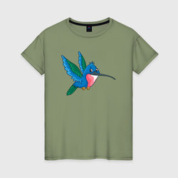 Синяя колибри – Женская футболка хлопок с принтом купить со скидкой в -20%