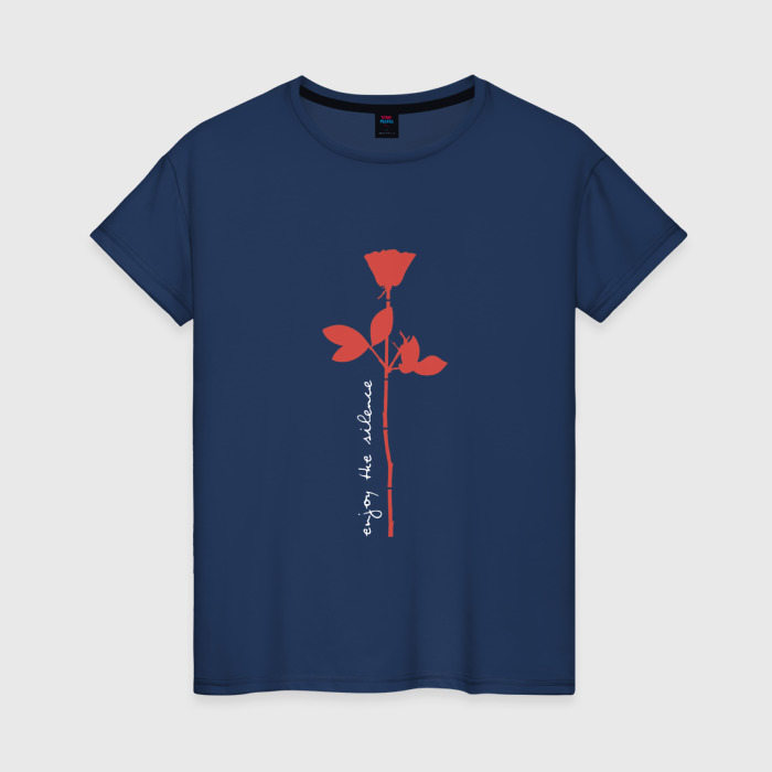 Женская футболка из хлопка с принтом Depeche Mode — Enjoy The Silence Rose, вид спереди №1