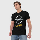 Футболка с принтом Opel sport car для мужчины, вид на модели спереди №2. Цвет основы: белый