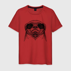 Медоед в очках – Мужская футболка хлопок с принтом купить со скидкой в -20%