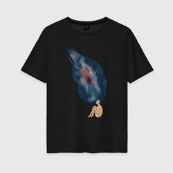 Девушка космос в волосах – Женская футболка хлопок Oversize с принтом купить со скидкой в -16%