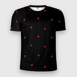 Розовый фламинго патерн – Мужская футболка 3D Slim с принтом купить со скидкой в -9%