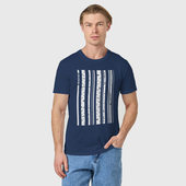 Светящаяся футболка с принтом Киберберёзы для любого человека, вид спереди №2. Цвет основы: темно-синий