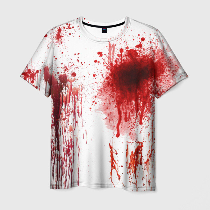 Мужская футболка с принтом Брызги крови, вид спереди №1
