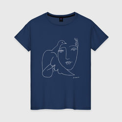 Пикассо голубка набросок одной линией – Женская футболка хлопок с принтом купить со скидкой в -20%